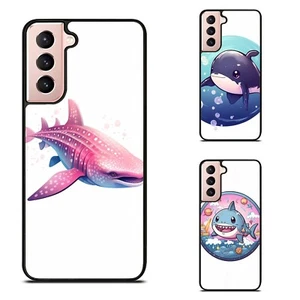 For Galaxy S20 S21 S22 S23 S24 FE Ultra Shark kawaii Whale Hard Black Case - Picture 1 of 25