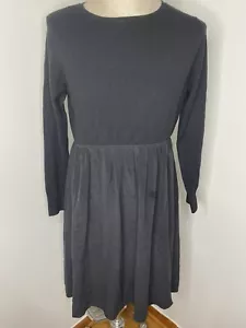 Sundance Catalog Jillian Wool Blend Silk Black Dress SZ L Baby Doll Lagen Look - Picture 1 of 5