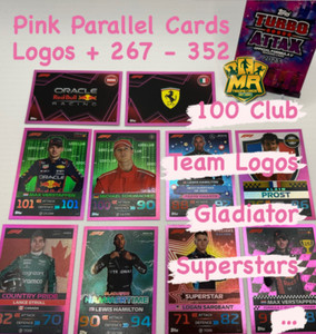 Topps Turbo Attax Formula 1 F1 2023 # Pink Parallel Cards # Logos + 267 - 352