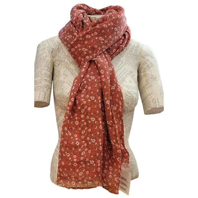 GAP Navidad Tomate Rojo Verde Lana, Algodón Estampado Floral, Nuevo con Etiquetas Bufanda K692 Foto 1 de 4