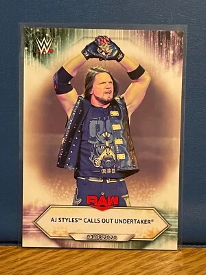 2021 Topps WWE Base Card #35 AJ Styles Calls Out Undertaker - Raw - Image 1 of 2