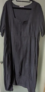 THE LINO LOUNGE LONG LINEN SLOUCHY DRESS S 12 BUST-50 CM POCKETS MADE IN ITALY - Picture 1 of 15