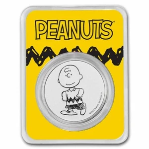 Moneda de plata .999 2021 Peanuts Charlie Brown 1 oz fisgón ¡NUEVA! ARTE evidente de manipulación - Imagen 1 de 4