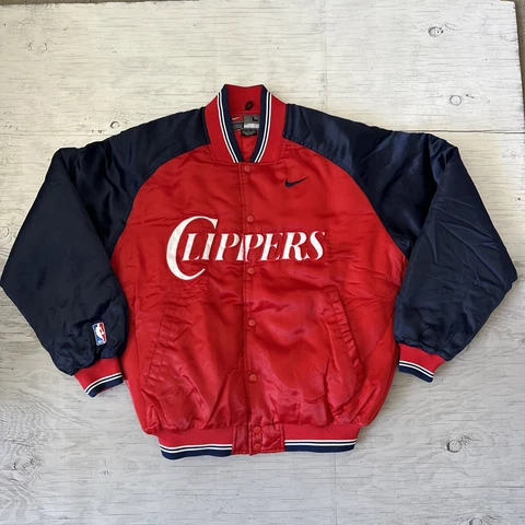 Vintage Nike NBA Los Angeles LA Clippers Satin Jacket Bomber Jacket Size Large Cover
