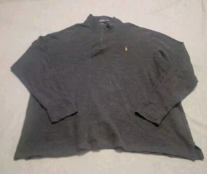 Suéter Polo Ralph Lauren Para Hombres 3XLT 3X Alto Gris Cuarto Cremallera Cuello Simulado - Imagen 1 de 4