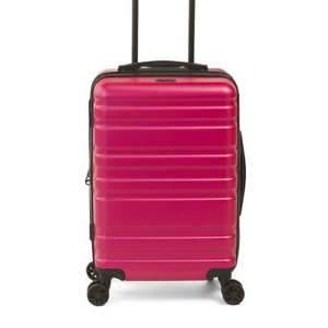 CALPAK 20in Pink Striped Expandable Hardcase TSA Lock Carry-on 8 Wheel Spinner