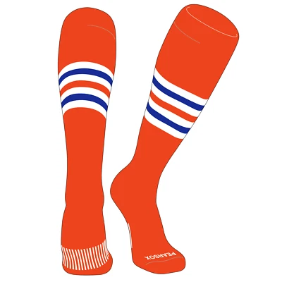 PEAR SOX Listrado OTC Beisebol, Softbol, Meias de Futebol (F) Laranja, Branco, Real - Imagem 1 de 3