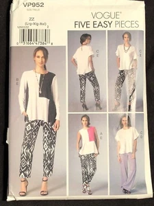 VOGUE VP952 Five Easy Pieces Muster Top Hose Gr. Y (Lrg-Xlg-Xxl) ungeschnitten - Bild 1 von 2