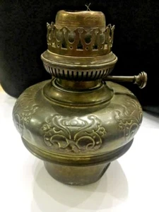 Antique Oil Lamp ETAT BELGE BREVETEE 1898 UNIQUE Hand Carved Brass Vintage   - Picture 1 of 12