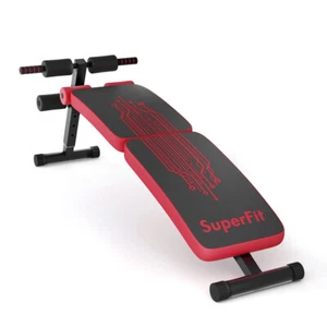 SuperFit Muscle Training Weight Bench Folding Sit-up Board Workout Bench Red - Picture 1 of 6