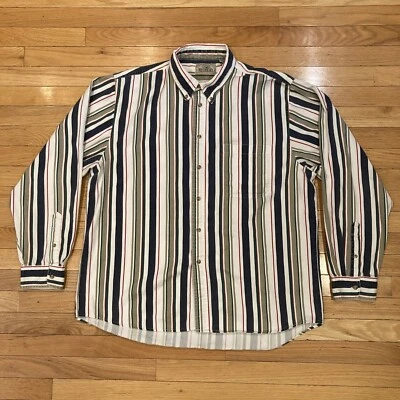 Vintage Red Head Shirt Adult Extra Large XL Button Up Long Sleeve Striped Men - Image 1 of 4