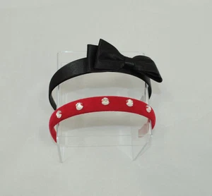 Two Gymboree Holiday Headbands Black Bow Red Crystal Bling - Picture 1 of 9