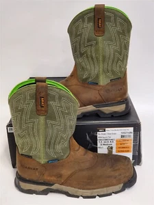 Ariat 10" Rebar Flex Western Comp Toe Waterproof Rye Brown/Olive Green Size 9.5D - Picture 1 of 12