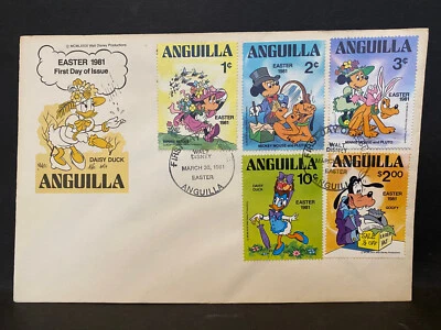 ANGUILA, 1980s, DISNEY Cachet FDCs, First Day Covers - Image 1 of 2
