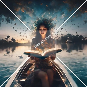 Reading Book on a Boat Water Scene Unique Original ART Portrait Female Portrait - Picture 1 of 3