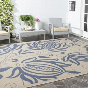 SAFAVIEH Outdoor CY2961-3101 Courtyard Natural / Blue Rug - Picture 1 of 22