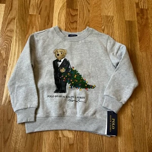 NWT Boys Ralph Lauren Gray Polo Bear Sweatshirt Size 5 - Picture 1 of 4