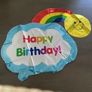 Happy Birthday Rainbow Mylar Balloon 22” x 21” Sun Cloud Smile Party Decoration - Picture 1 of 1