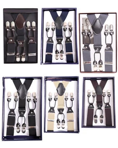 Unisex retro vintage Style Suspenders Hosenträger m. Y-Schlaufe Clips Plain - Bild 1 von 12