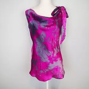 Cabi Silk Blouse s Purple pink Sleeveless Shoulder Tie Cowl Neck Career Party - Picture 1 of 14