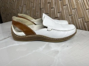 RIEKER ANTISTRESS WOMEN SLIP ON WHITE LEATHER FLATS LOAFERS SHOES SZ 39 Us 8 8.5 - Picture 1 of 10