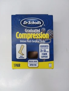Dr. Scholl's Graduated Compression Unisex Open Toe Post-Surgical Socks 20-30 Bei - Picture 1 of 4