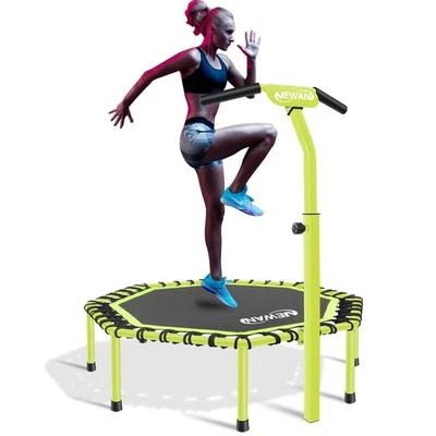 48" Fitness Trampoline with Adjustable Handle Bar, Silent Trampoline Bungee R... - Image 1 of 4