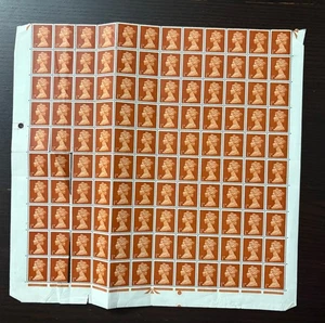 Great Britain Machin Head 1d #MH2 Sheet Orange Brown Pre-Decimal - Picture 1 of 2