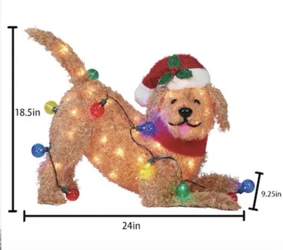 Decoração de quintal de Natal Goldendoodle 2 pés incandescente brincalhão cachorro feriado - Imagem 1 de 2