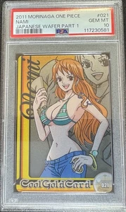 2011 Morinaga One Piece Nami Japanese Wafer Part1 Cool Gold Card  021 PSA10 - Picture 1 of 6