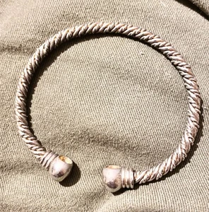 Vintage Copper Silver Tone Bracelet Heavy Thick 7 Inch - Picture 1 of 1