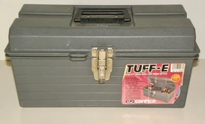 Contico TUFF BOX 15" Hip Roof TUFF-E Tool Box Gray w/ Removable Tray ~ Very Good - Picture 1 of 13