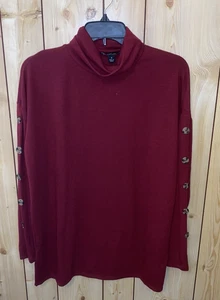 Robert Louis Damen Top Burgund Seitenschlitz Rollkragen Shirt L/S Neu mit Etikett Größe S M - Bild 1 von 9