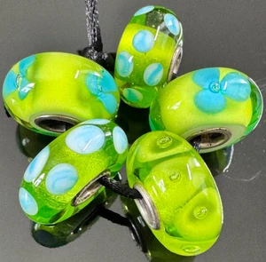 (SET OF 5) Trollbeads Turquoise GREEN  Flower KIT - Picture 1 of 8