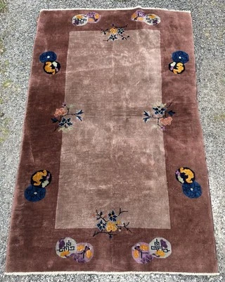 Ci 1920's ANTIQUE ART DECO CHINESE WALTER NICHOLS RUG 4x6.8 HEALTHY EVEN PILE - Image 1 of 4