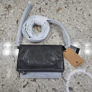 Borsa da stadio Frye Melissa nuova con etichette in pelle di carbonio invecchiata nera tracolla prezzo al dettaglio consigliato 178 - Foto 1 di 12