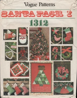 Vogue 1312 Santa Pack I Vtg Christmas Advent Calendar Stocking  Pattern Uncut - Image 1 of 4