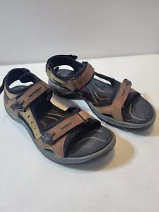 Ecco Receptor Sandals Women US 9.5 Brown Leather Ankle Strap For Hiking Walking - Picture 1 of 5