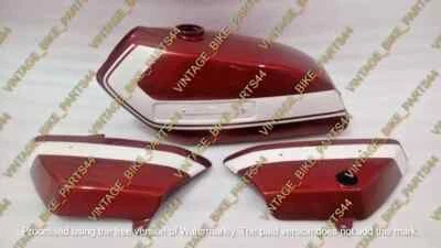 Suzuki TS125cc 1972 - 1974 Red Painted Steel Fuel Petrol Tank with Side Panels - Image 1 of 4