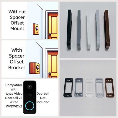 VARIETYBYSKL Wyze Video Doorbell v2 Wired WVDWDV2 Compatible Spacer Offset Mount