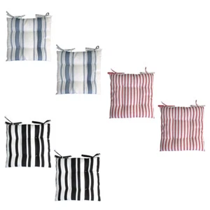 Set of 2 Outdoor Polyester Striped Chair Pads 40 x 40cm - Picture 1 of 5