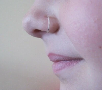 Silver  Medium Size 10mm Nose Ring Hoop Earrings Cartilage Helix Tragus.. - Image 1 of 2