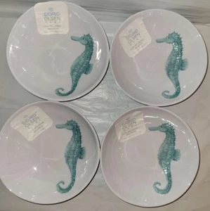 Sigrid Olsen 4 Bowls Cereal Soup Seahorse 7” Melamine Sea Horse Coastal Beach - Picture 1 of 7