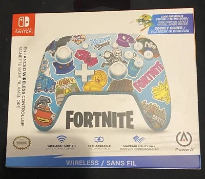 Fortnite Nintendo Switch Rechargeable Wireless Controller Sticker Mania PowerA - Image 1 of 4
