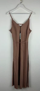 Prologue Slip Dress Large Woman L Brown Midi Target Silky Belt Spaghetti Straps - Picture 1 of 3