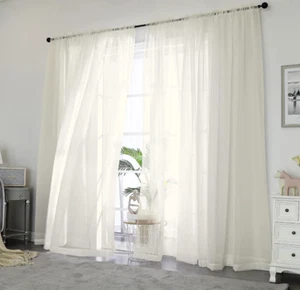 2pcs, Sheer voile Window Elegance Curtains drape treatment Each 42" W x 84" L - Picture 1 of 5