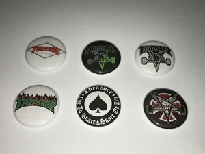1" SET 6 THRASHER MAGAZIN ANSTECKKNOPF ABZEICHEN PINS PINBACK [P129] - Bild 1 von 2
