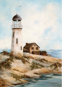 Lighthouse Lighthouses & Birds On Shore Theme Blank Inside Note Cards Set of 7