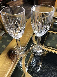 Pair of Waterford Crystal Marquis BROOKSIDE Wine Glasses 7 7/8" Hand Cut 1990’s - Picture 1 of 7