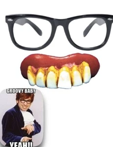 Austin Powers Dientes Falsos y Gafas Nerd Años 60 Gigolo Genial Bebé Elegante Juego de Vestidos - Imagen 1 de 3
